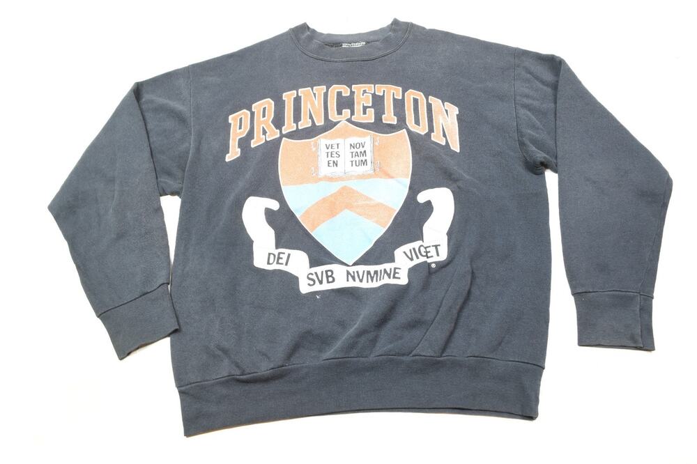 Vintage Princeton University Sweater Adult XL Black Faded Long Sleeve Crew Neck